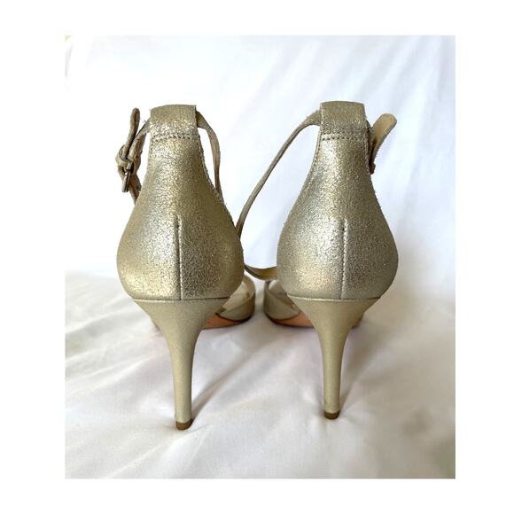 Via Spiga Idal Gold Platinum Champagne Sandal Heels, Formal, Wedding 9.5 - Picture 5 of 7